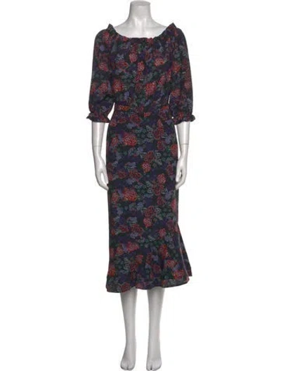 Pre-owned Saloni Silk Midi Length Dress In Black