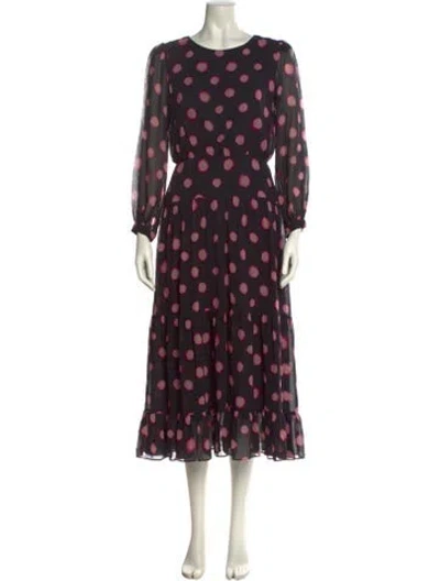 Pre-owned Saloni Silk Midi Length Dress In Black