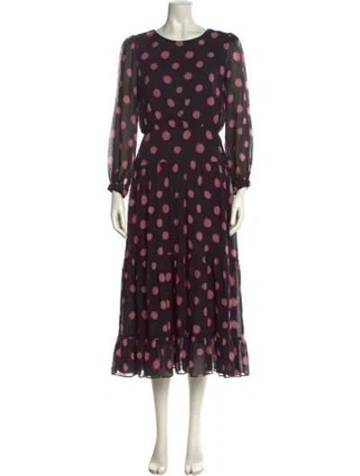 Pre-owned Saloni Silk Midi Length Dress In Black
