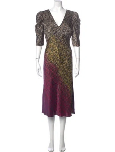 Pre-owned Saloni Silk Midi Length Dress In Black