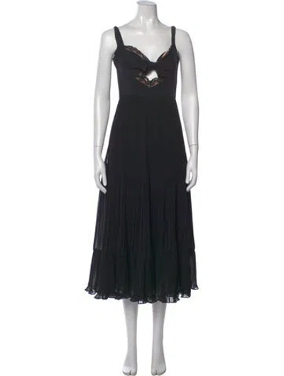 Pre-owned Saloni Silk Midi Length Dress In Black