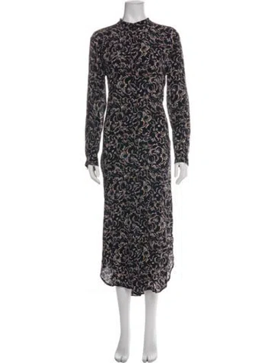 Pre-owned Saloni Silk Midi Length Dress In Black