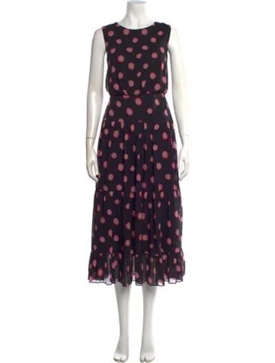 Pre-owned Saloni Silk Midi Length Dress In Black