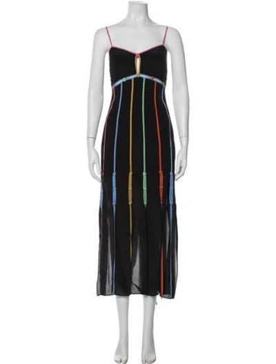 Pre-owned Saloni Silk Midi Length Dress In Black