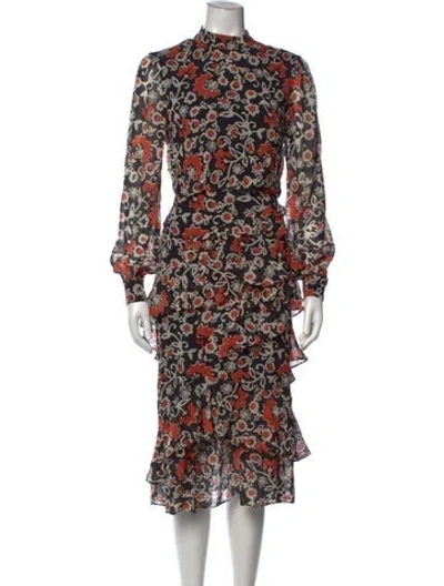 Pre-owned Saloni Silk Midi Length Dress In Black