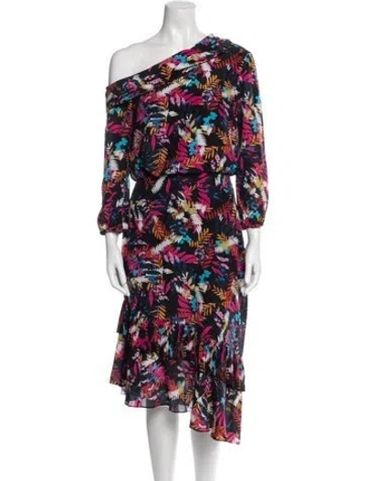 Pre-owned Saloni Silk Midi Length Dress In Black
