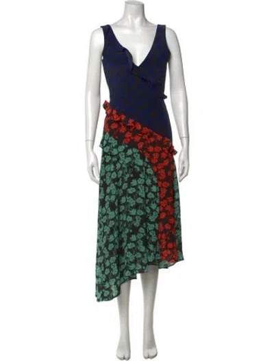 Pre-owned Saloni Silk Midi Length Dress In Black
