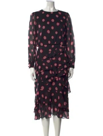 Pre-owned Saloni Silk Midi Length Dress In Black