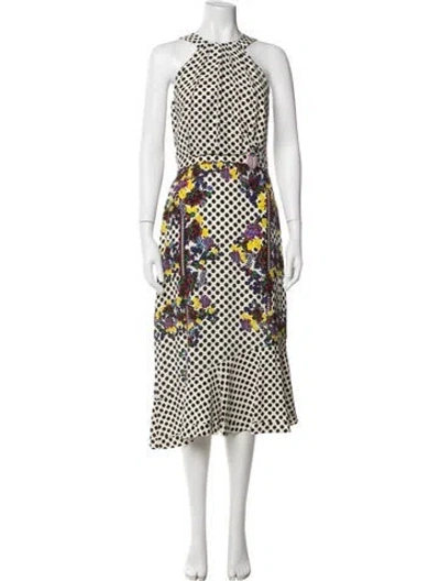Pre-owned Saloni Silk Midi Length Dress In Black