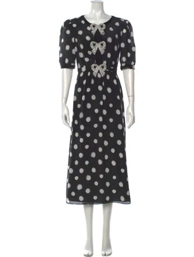 Pre-owned Saloni Silk Midi Length Dress In Black
