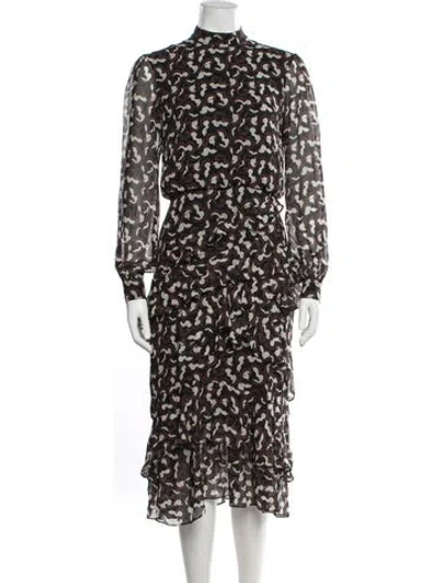 Pre-owned Saloni Silk Midi Length Dress In Black