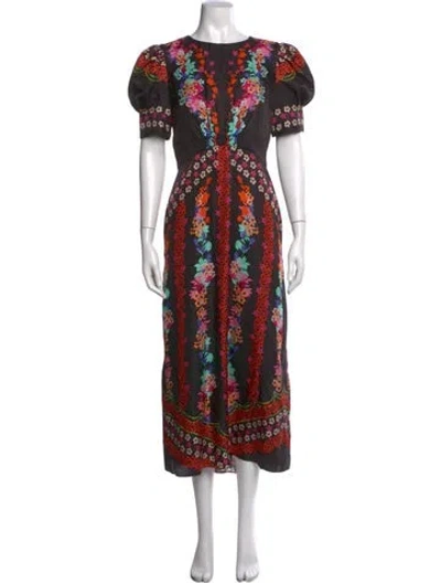 Pre-owned Saloni Silk Midi Length Dress In Black