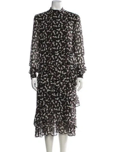 Pre-owned Saloni Silk Midi Length Dress In Black