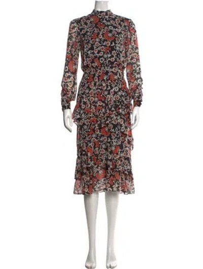 Pre-owned Saloni Silk Midi Length Dress In Black