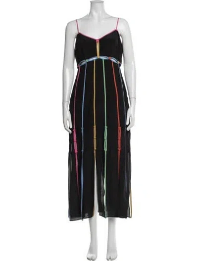 Pre-owned Saloni Silk Midi Length Dress In Black