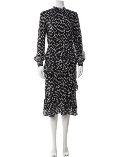 Pre-owned Saloni Silk Midi Length Dress In Black