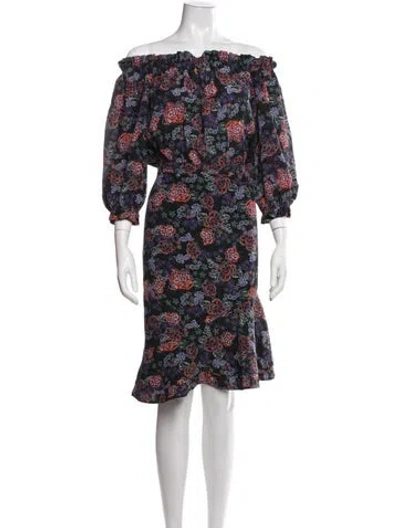 Pre-owned Saloni Silk Midi Length Dress In Black