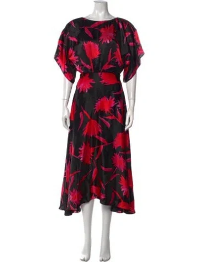 Pre-owned Saloni Silk Midi Length Dress In Black