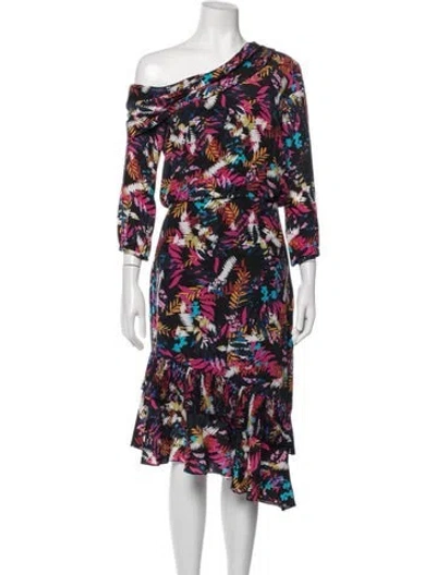 Pre-owned Saloni Silk Midi Length Dress In Black