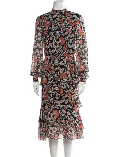 Pre-owned Saloni Silk Midi Length Dress In Black