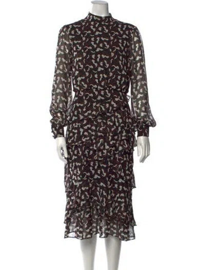 Pre-owned Saloni Silk Midi Length Dress In Black