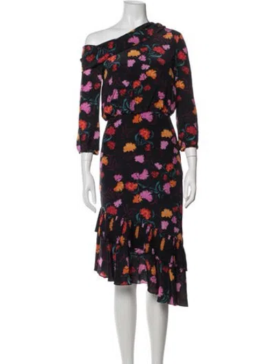 Pre-owned Saloni Silk Midi Length Dress In Black
