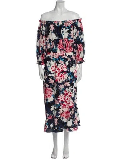 Pre-owned Saloni Silk Midi Length Dress In Blue