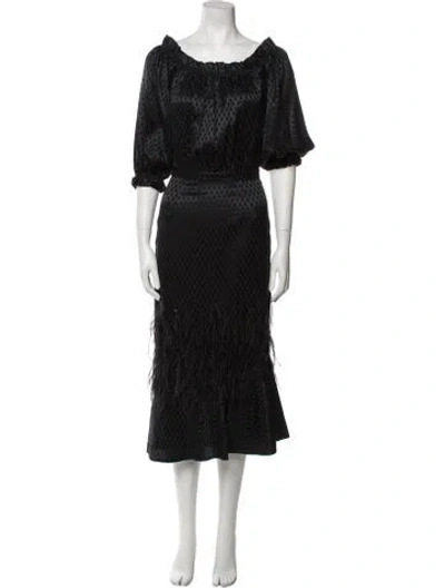 Pre-owned Saloni Silk Midi Length Dress In Blue