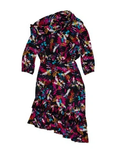 Pre-owned Saloni Silk Midi Length Dress In Blue