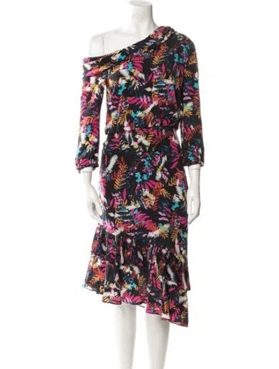 Pre-owned Saloni Silk Midi Length Dress In Blue