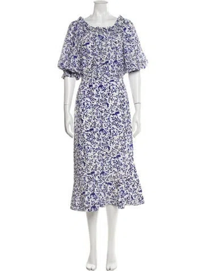 Pre-owned Saloni Silk Midi Length Dress In Blue