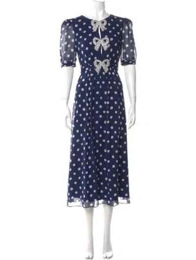 Pre-owned Saloni Silk Midi Length Dress In Blue