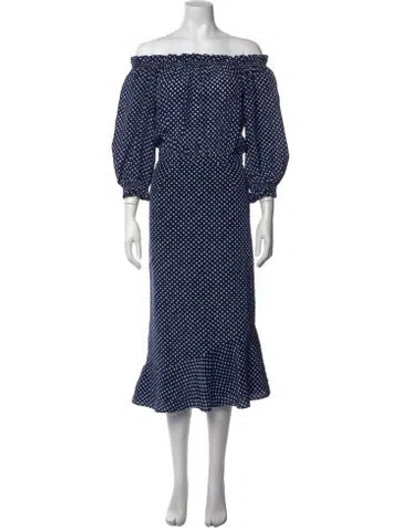 Pre-owned Saloni Silk Midi Length Dress In Blue