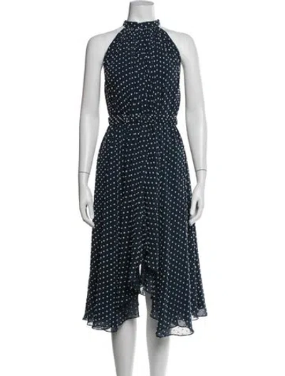 Pre-owned Saloni Silk Midi Length Dress In Blue