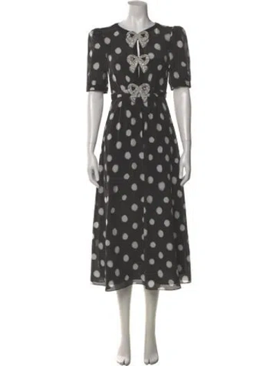 Pre-owned Saloni Silk Midi Length Dress In Grey
