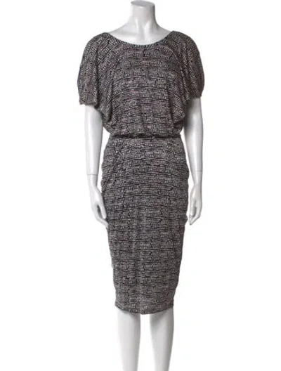 Pre-owned Saloni Silk Midi Length Dress In Multi