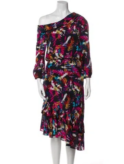 Pre-owned Saloni Silk Midi Length Dress In Multi