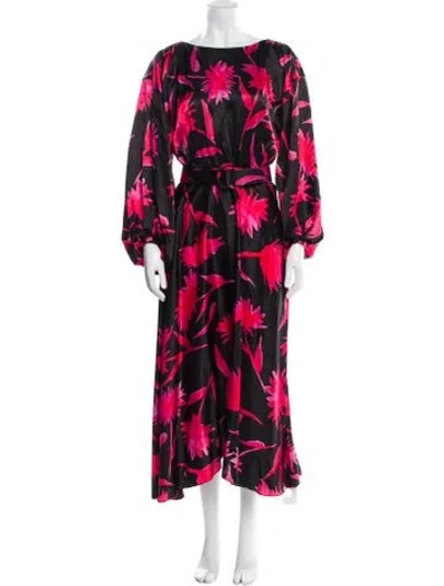 Pre-owned Saloni Silk Midi Length Dress In Multi