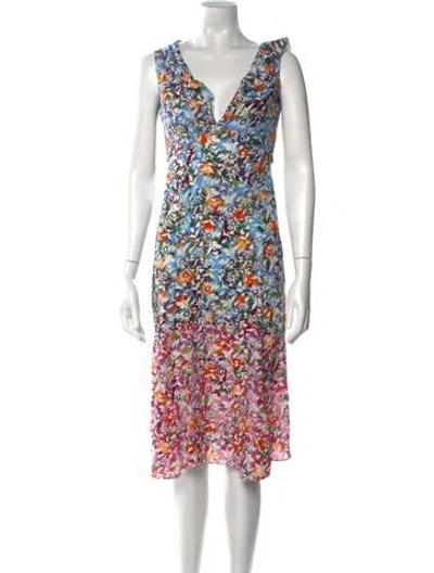 Pre-owned Saloni Silk Midi Length Dress In Multi