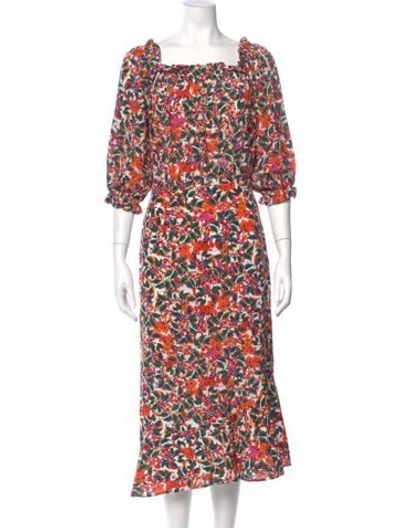 Pre-owned Saloni Silk Midi Length Dress In Multi