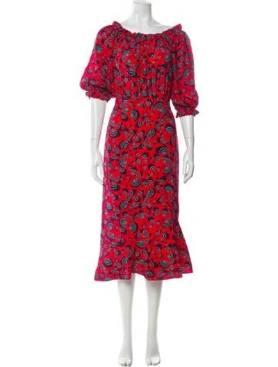 Pre-owned Saloni Silk Midi Length Dress In Multi