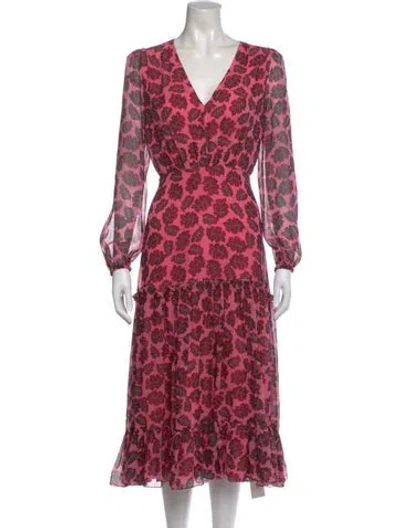 Pre-owned Saloni Silk Midi Length Dress In Multi