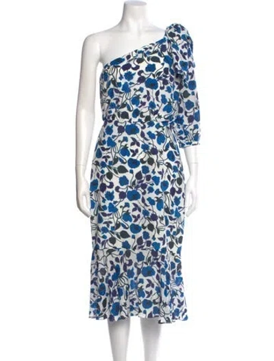 Pre-owned Saloni Silk Midi Length Dress In Multi