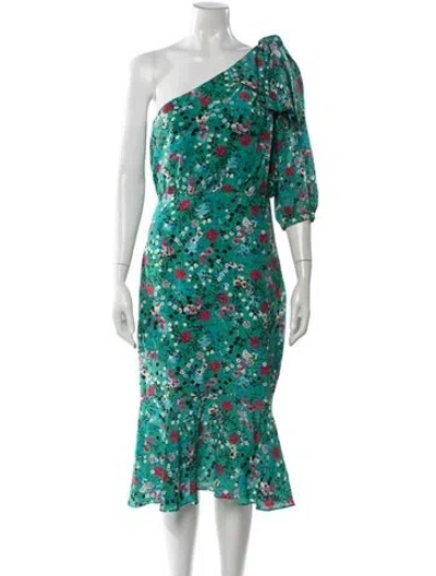 Pre-owned Saloni Silk Midi Length Dress In Multi