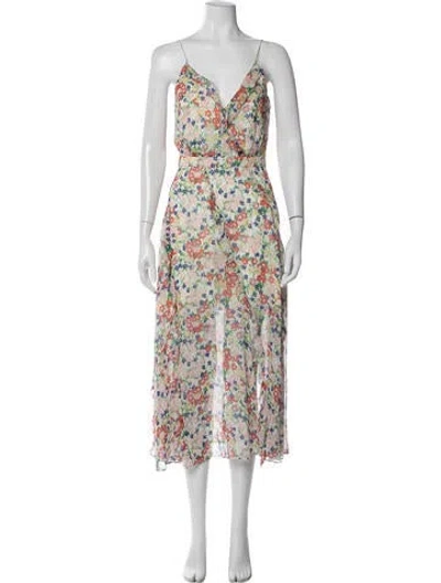 Pre-owned Saloni Silk Midi Length Dress In Multi