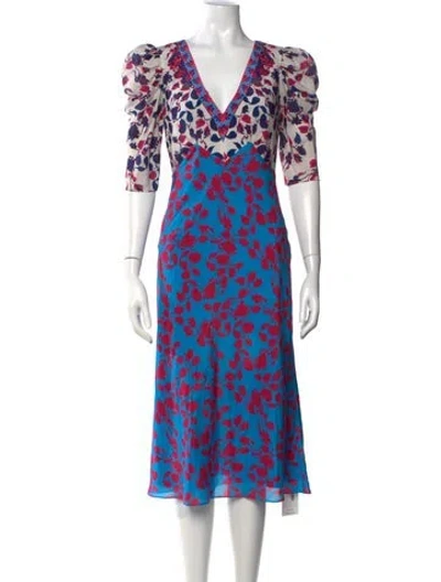 Pre-owned Saloni Silk Midi Length Dress In Multi