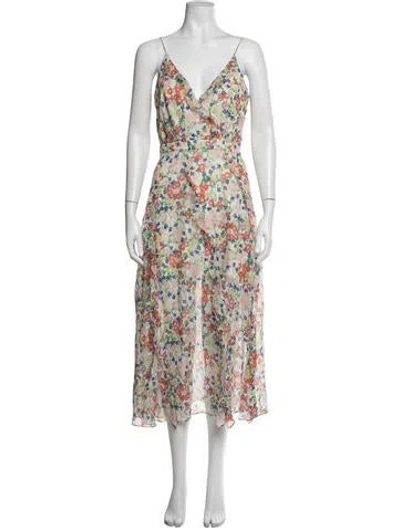 Pre-owned Saloni Silk Midi Length Dress In Multicolor