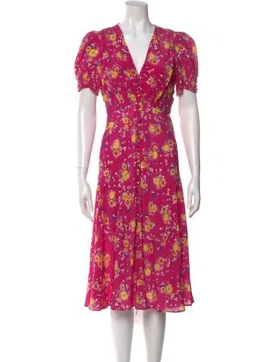 Pre-owned Saloni Silk Midi Length Dress In Pink