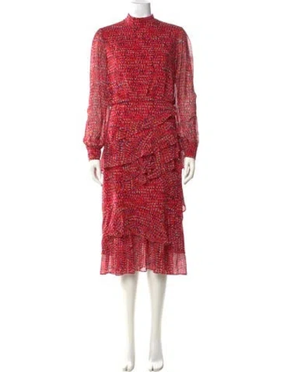 Pre-owned Saloni Silk Midi Length Dress In Pink