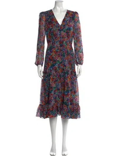 Pre-owned Saloni Silk Midi Length Dress In Pink